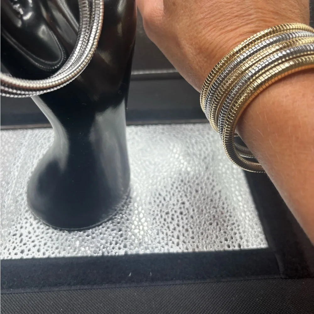 Elegant Gold and Silver Stretchy Bangles